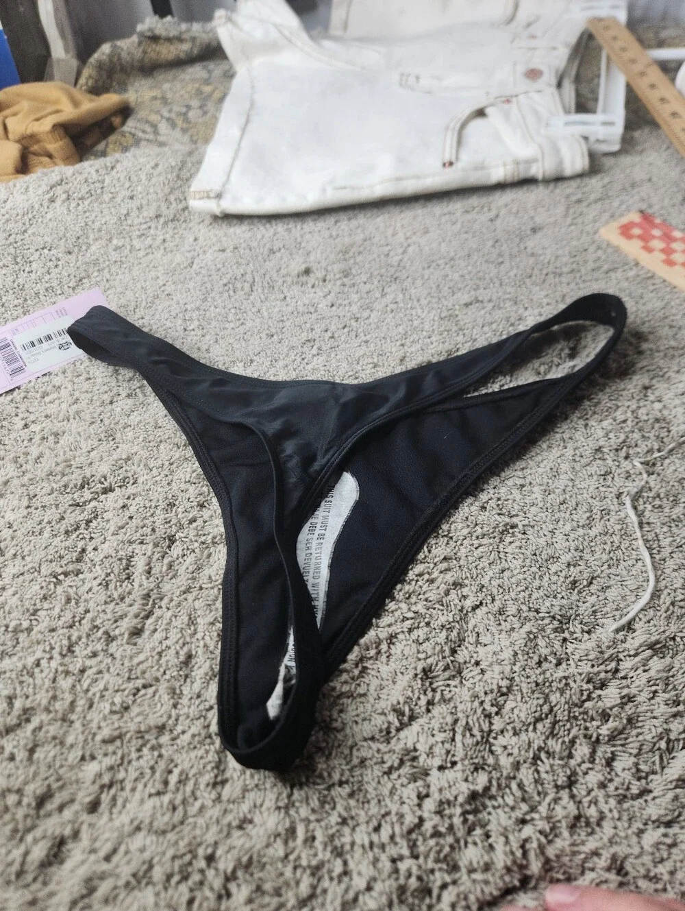 Women's Scoop Front High Leg Thong Bikini Bottom - Wild Fable Black M